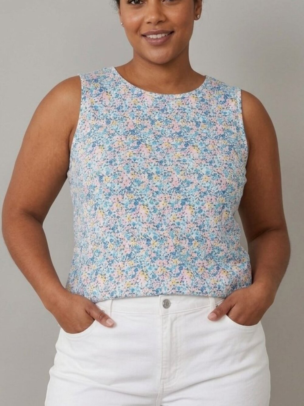 Blue Floral Tank Top Croft & Barrow XXL